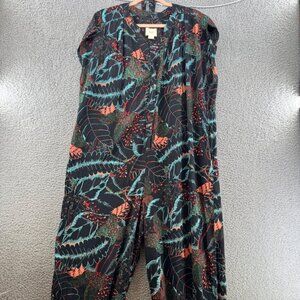 Maeve Black Tropical Print Rayon Sleeveless Jumpsuit  Size Medium
